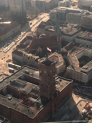 View over the Rotes Rathaus from the Television Tower of Berlin