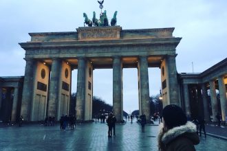 At the Brandendburg Gate in my Travel to Berlin