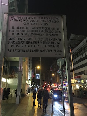 Crossing border sign at the Checkpoint Charlie