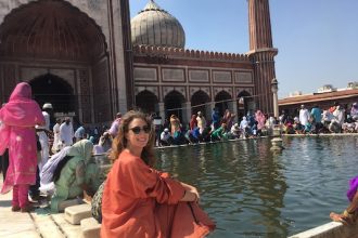 Wearing the orange vest at the Jama Masjid in Delhi in 2 days